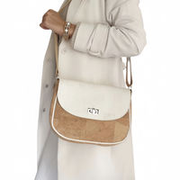Sac Bandoulière en Liège Portugais Bicolore pour Femmes Mini Vintage Bretelle Réglable Léger Sac Écoresponsable
