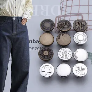 Di alta qualità di vendita diretta della fabbrica in rilievo con logo personalizzato pulsante di fabbrica in metallo con gambo di jeans in lega di zinco