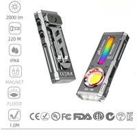 Linterna EDC Magnética WARSTAR 2800LM, Recargable por USB, Resistente al Agua IP55, Luz Lateral RGB, Haz Ajustable, Aleación de Aluminio