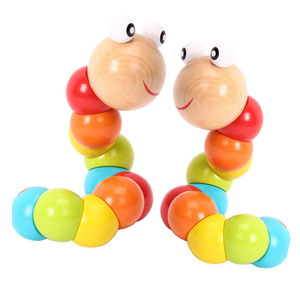 Juguete Educativo de Madera Colorido en Forma de Gusano, Flexible, para el Desarrollo Temprano - Product Image 2