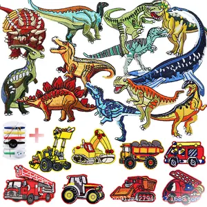 Vente en gros de dinosaure de la période jurassique en stock patch de broderie fer à repasser patchs de lettres de broderie de logo pour tissu d'enfant