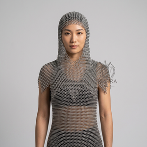 Coif en maille d'aluminium pour femme, 10 mm, calibre 16, anneaux boutés, costume de cosplay pour femme LA-77 Pâques - Product Image 1