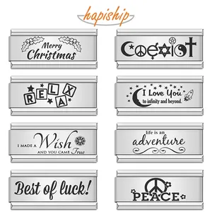 Hapiship moda italiana enlace encantos I <span class=keywords><strong>Love</strong></span> U Mum Acero inoxidable italiano encanto pulsera 9mm DIY joyería regalo DJ165 - Product Image 1