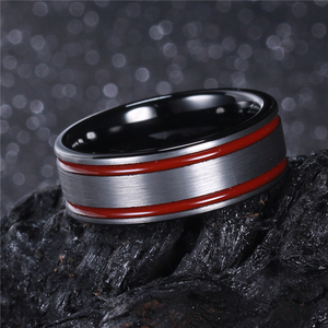 Chất lượng cao tham gia đồng bằng mái vòm vonfram vòng Inlay nhựa màu đỏ trang trí mỏng dòng dải - Product Image 2