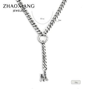 Colliers cubains personnalisés avec pendentifs lettres polies pour femmes et hommes, bijoux en acier inoxydable personnalisés - Product Image 2