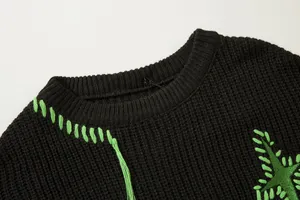 2023 Custom LOGO OEM ODM Men Sweater Jacquard Pattern Knitwear Pullover Knit Top Winter Crew Neck Cotton Knitted Sweaters Men