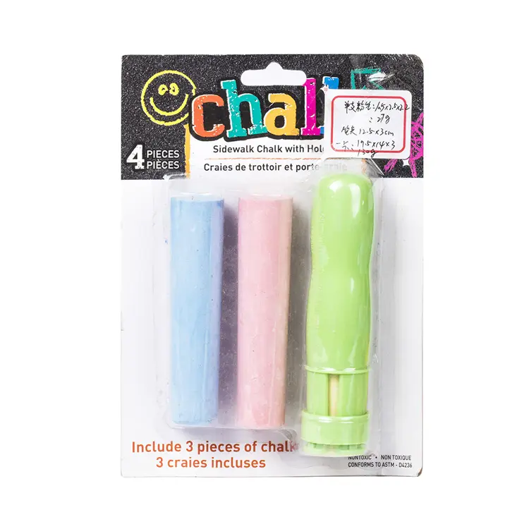 3 шт. Jumbo моющиеся Мел нетоксичные тротуаре мелки набор с держателем для искусства, живопись на доске для игр на улице