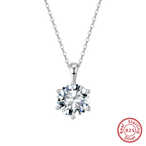MON Moissanite <b>Necklace</b> Jewelry 925 Sterling Silver Iced Out 1/2/3/4ct Big Pendant <b>Necklace</b> <b>D</b> VVS Moissanite Diamond <b>Necklace</b> - Product Image 5