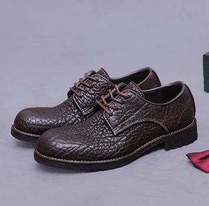 Zapatos de Cuero Genuino Nuevos, con Punta Redonda, Casuales, con Suela Gruesa, de Charol, para Traje, Boda, Zapatos de Cuero para Hombre - Product Image 2