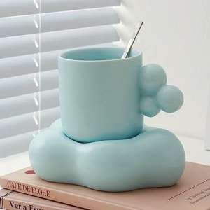 <span class=keywords><strong>M</strong></span>ラグジュアリーライトブルーピンクコロフルクラウドシェイプセラミックコーヒータンブラーカップセットスプーン付きオフィスホームリビングルームODMモデル - Product Image 5