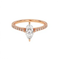 Bague en or blanc 14 carats avec diamant de laboratoire taille marquise 585, or véritable, diamant de laboratoire de haute qualité, bague de fiançailles