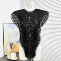Applique de col en organza brodée de perles dorées et de sequins pour robes de soirée, costumes et vêtements