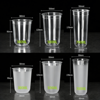 Gobelets en plastique polypropylène moulés par injection, givrés, jetables, en forme de U, avec logo personnalisable imprimé, pour bubble tea et milkshakes