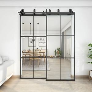 HOTIAN Portes coulissantes en verre en fer de style grange <span class=keywords><strong>sur</strong></span> <span class=keywords><strong>mesure</strong></span> <span class=keywords><strong>avec</strong></span> cadre en métal et verre transparent - Product Image 4