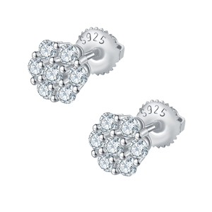 Screw <b>Back</b> Fashion <b>Earring</b> Fine Jewelry 925 Sterling Silver-FL Moissanite Stud <b>Earrings</b> Shining Jewelry Men's - Product Image 1