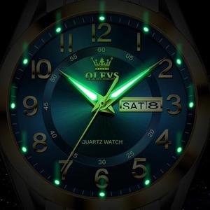 Olevs 3666, reloj de cuarzo de moda para hombre, esfera con números arábigos, escala dual, 30M, manecillas luminosas impermeables, visualización de fecha y semana - Product Image 5