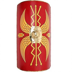 Bouclier romain médiéval de guerre, bouclier de combat de guerrier, couleur orange, à l'ancienne, utilisé dans la guerre - Product Image 1