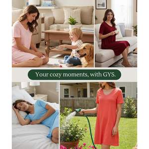 Chemise de nuit personnalisée pour femme en viscose de bambou, manches courtes, robe de nuit soyeuse et légère, col en V, idéale pour les personnes ayant chaud la nuit - Product Image 5