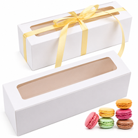 Boîte à gâteau roulé suisse en papier kraft avec fenêtre transparente, emballage rectangulaire avec ruban blanc pour desserts et pâtisseries, vente en gros