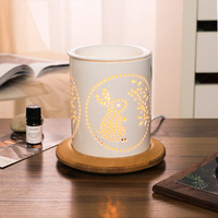 Lámpara de Perfume para Decoración del Hogar, Quemador de Aceite Esencial de Cerámica Blanca, Calentador de Cera para Velas