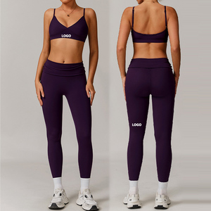 Venta al por mayor Eco-Friendly Transpirable Yoga Set 2PCs Cintura Alta Correr Deportes Gimnasio Fitness Set <span class=keywords><strong>Ropa</strong></span> De Mujer - Product Image 3