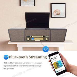 Tourne-disque vinyle à prix <span class=keywords><strong>de</strong></span> gros avec haut-parleurs, <span class=keywords><strong>radio</strong></span> AM/FM, USB, SD et Bluetooth, 3 vitesses - Product Image 6