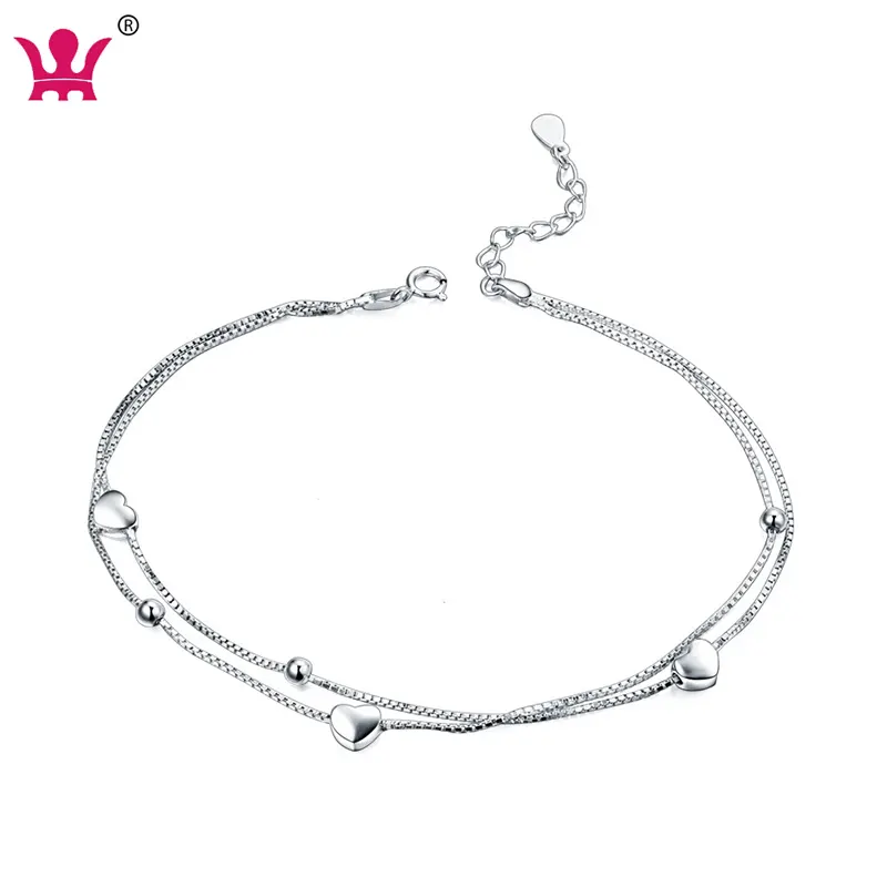 Cavigliere con bracciale alla caviglia con ciondoli da donna cavigliere in argento Sterling 925 placcato oro bianco cavigliere con gioielli per piedi