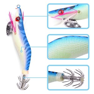 Esca Luminosa in Legno a Forma di Calamaro con Doppio Gancio a Ombrello - Esca Luminosa per <span class=keywords><strong>Seppie</strong></span> per la Pesca Notturna in Mare e a Profondità - Product Image 3