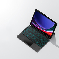 Sarung Tablet Keyboard nirkabel 12.4 inci, sarung kulit Pu untuk Samsung Galaxy Tab S7 FE S7 Plus S8 Plus