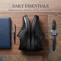 Chaussures décontractées pour hommes en cuir véritable lisse noir, confortables et souples, avec logo personnalisé, vente en gros directe d'usine