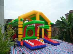 Красивый коммерческий надувной замок в виде динозавра с сухой горкой, надувной батут и горка - Product Image 2