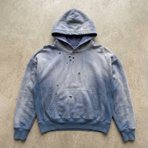 Sudaderas con Capucha Esenciales al por Mayor, Personalizadas, de Alta Calidad, Estilo Urbano, con Efecto Degradado Azul, Desgastadas, Oversize, Vintage, de Corte Cuadrado y Corto - Product Image 1
