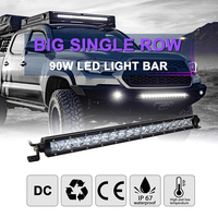 Barre lumineuse LED à une seule rangée 90W pour véhicules tout-terrain/camions/UTV/motos, étanche IP67, DC 12V-24V, 5000 lm, éclairage spot monté sur le toit