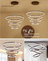 JYLIGHTING Nouveaux Lustres Industriels à LED Multi-Anneaux pour Escaliers, Restaurants, Centres Commerciaux et Salons à Plafond Haut