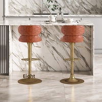 [En stock] Tabouret de bar pivotant réglable en cuir moderne, chaise de salle à manger à pieds hauts pour îlot de cuisine, noir