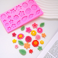 Moule à gâteau rectangulaire en silicone multi-style tournesol, marguerite, feuille, six-en-un pour chocolat, époxy, argile