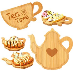 Plateau à thé et à tasses en bambou, couleur bois naturel, 30x28,5 cm, plateaux de service pour le thé et les collations - Product Image 5