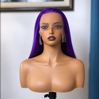 Perruque Bob Courte Droite Violet Lumineux en Cheveux Humains, Perruque Bob Courte Violet 13x4 Lace Front Lisse et Colorée, Fournisseur en Gros