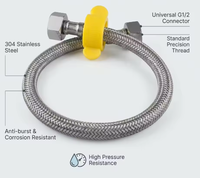 Tuyau tressé professionnel en acier inoxydable pour l'arrivée de l'eau de la lave-vaisselle avec âme ondulée en EPDM et raccord G1/2 pour l'alimentation de la cuisine