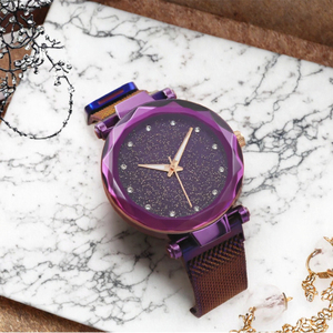 <span class=keywords><strong>Montre</strong></span>-<span class=keywords><strong>bracelet</strong></span> de luxe pour <span class=keywords><strong>femme</strong></span> à quartz, <span class=keywords><strong>bracelet</strong></span> en maille d'alliage, cadran en verre, design magnétique étoilé, fermoir pliant, <span class=keywords><strong>montre</strong></span> de mode - Product Image 2