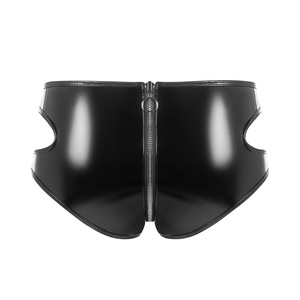 Pantalones cortos <span class=keywords><strong>de</strong></span> PVC con cremallera en la entrepierna, efecto mojado, <span class=keywords><strong>de</strong></span> cuero sintético brillante, con aberturas, tallas S-3XL, tipo bermudas, mallas, ropa <span class=keywords><strong>de</strong></span> club, bañador, pantalón corto tipo bikini - Product Image 2