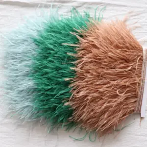 Green 10-13cm Ostrich Feather Trim Lace Trimming Fringe For Luxury Wedding Dress Decor