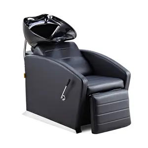 Lit de shampoing professionnel salon de coiffure chaise de lavage noire bols de shampoing évier et chaises