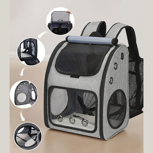 Transparent Oxford Polyester Lightweight Large Capacity Zipper Portable Outdoor Pet <b>Backpack</b> for <b>Cats</b> Dogs-Breathable Travel - Product Image 2