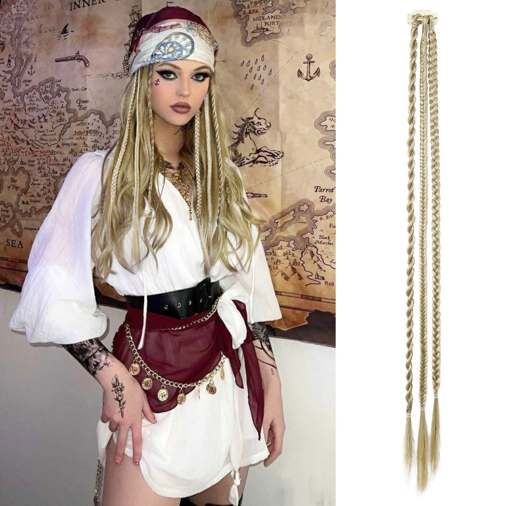 Extensiones de cabello trenzado, marrón champán [un paquete]