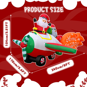 Père Noël pilotant un <span class=keywords><strong>avion</strong></span> avec des pingouins, lumière LED, best-seller transfrontalier, décorations gonflables imperméables pour l'extérieur - Product Image 2