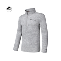 100% laine mérinos vêtements chauds quantité minimale de commande bas GECKO MASTER Heather Grey hommes haut hommes à manches longues demi-fermeture éclair hommes sous-vêtements longs