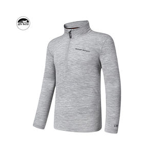 100% vestiti caldi di lana Merino bassi MOQ GECKO MASTER Heather Grey da uomo con <span class=keywords><strong>mezza</strong></span> Zip a maniche lunghe da uomo - Product Image 2