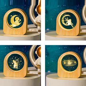 Lampu malam bola kristal Natal pola suasana hati berukir Laser 3D dasar kayu pengiriman cepat tujuh hari - Product Image 6