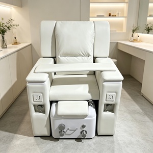 Black <b>Pedicure</b> Massage Chair with Manicure Table Nail Salon Furniture <b>Set</b> Spa <b>Pedicure</b> Station LED Foot Basin Armrest Tray - Product Image 3